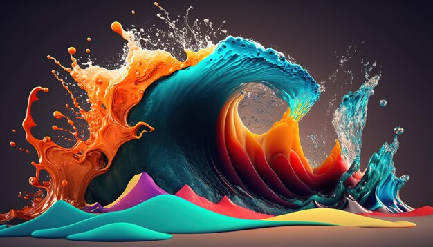 Abstract colorful splash 3d background generative ai background