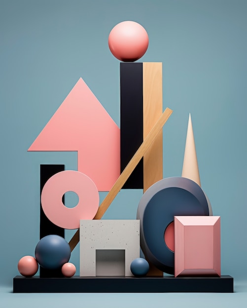 Бесплатное фото Абстрактное творение из трехмерных геометрических фигур