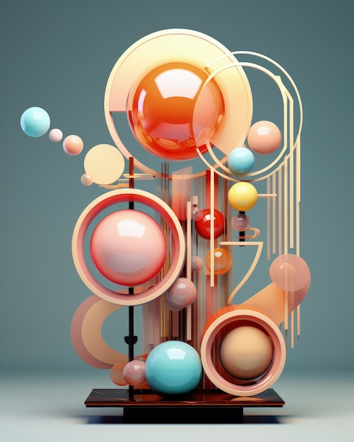 Abstract creation made from 3d geometric shapes