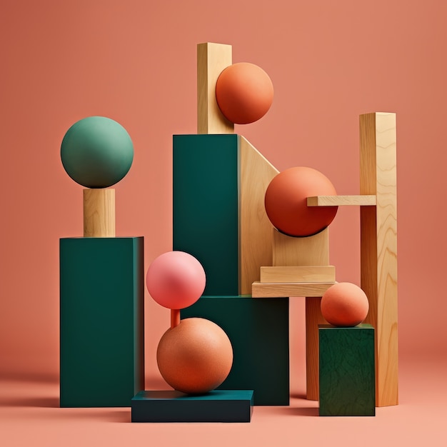 Abstract creation made from 3d geometric shapes