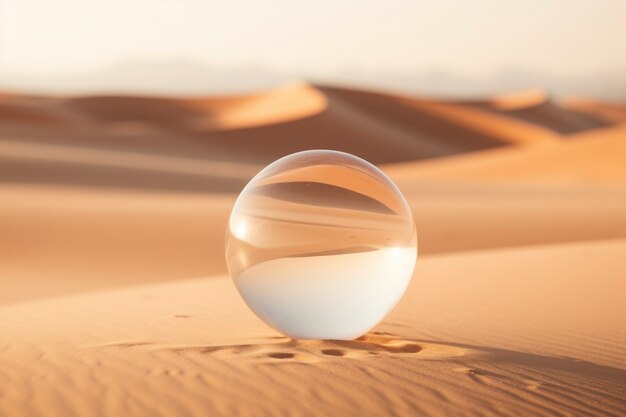 Abstract creative 3d sphere with desert landscape