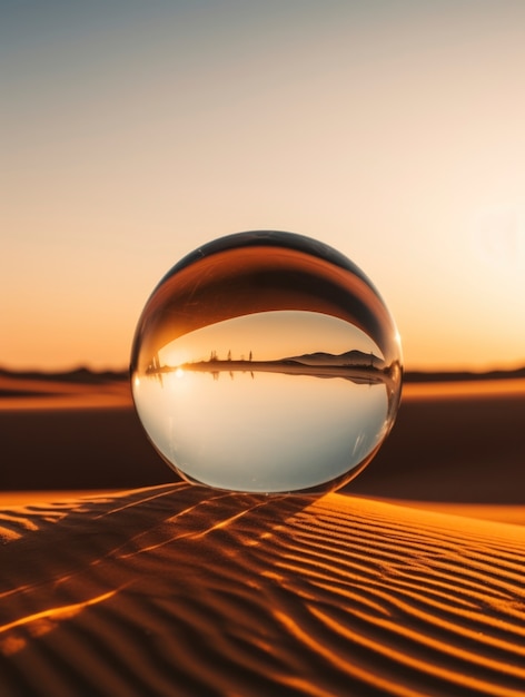 Abstract creative 3d sphere with desert landscape
