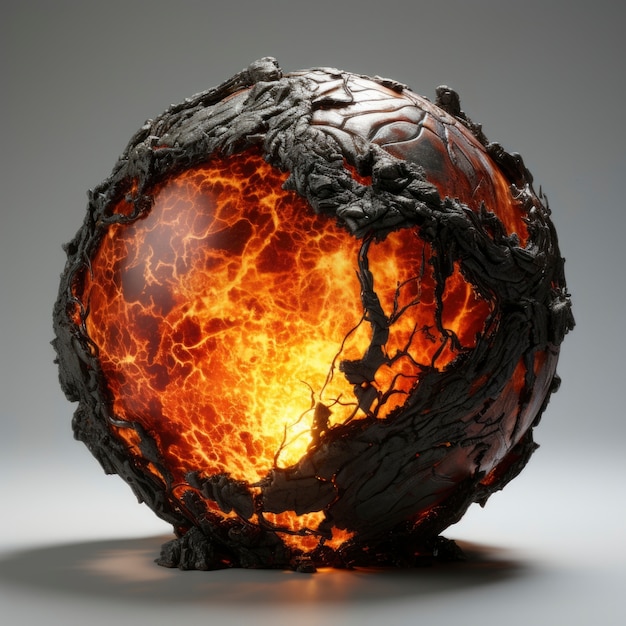 Abstract creative 3d sphere with fire effect