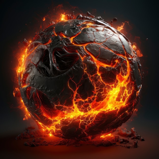 Free photo abstract creative 3d sphere with fire effect