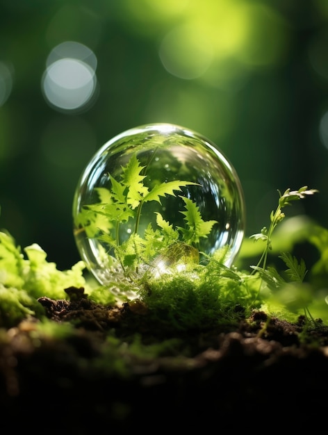 Free photo abstract creative 3d sphere with vegetation