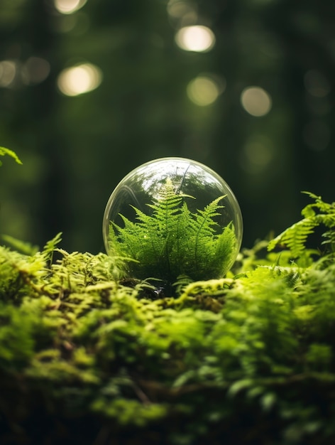 Abstract creative 3d sphere with vegetation