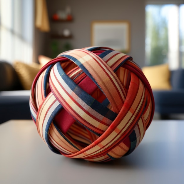 Free photo abstract creative 3d sphere with yarn ball effect