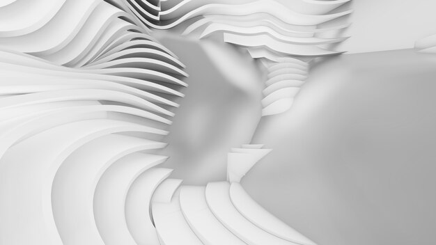 抽象的な湾曲した形状 白い円形の背景 抽象的な背景 3dイラスト プレミアム写真