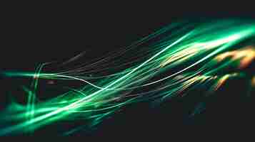 Free photo abstract dark background with green lines generative ai