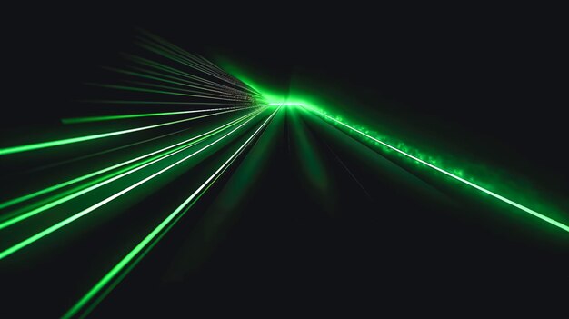 Abstract dark background with green lines generative AI