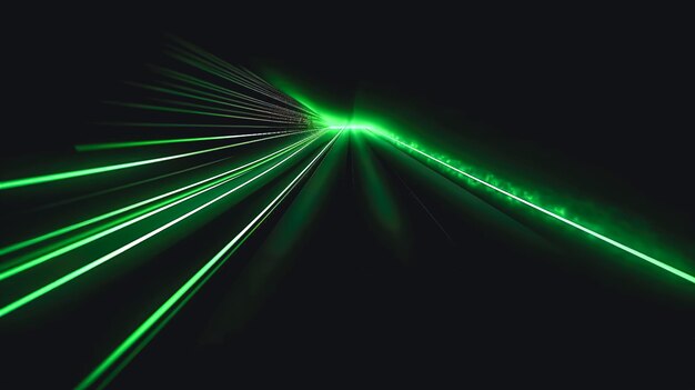 Абстрактный темный фон с зелеными линиями, генерирующий AI