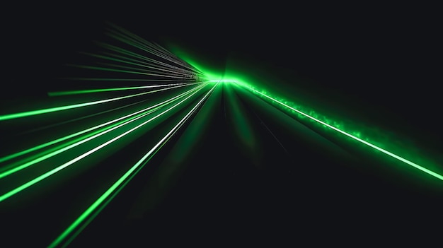 Абстрактный темный фон с зелеными линиями, генерирующий AI