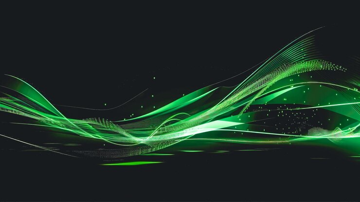 Бесплатный Фотография абстрактный темный фон с зелеными линиями, генерирующий ai