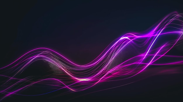 Абстрактный темный фон с фиолетовыми линиями, генерирующий AI