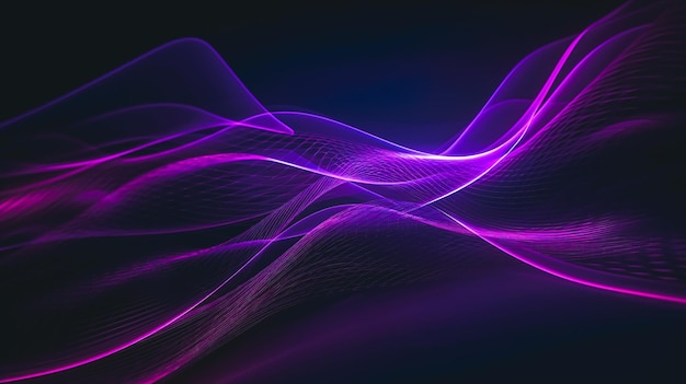 紫色の線生成 AI と抽象的な暗い背景