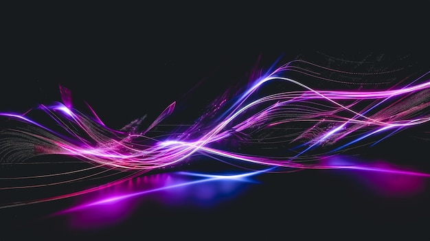 Abstract dark background with purple lines generative AI