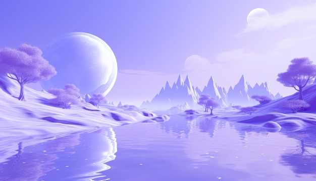 Abstract fantasy landscape with color of the year purple tones