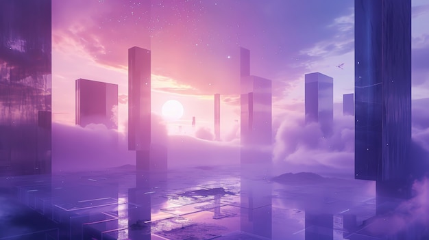 Abstract fantasy landscape with color of the year purple tones