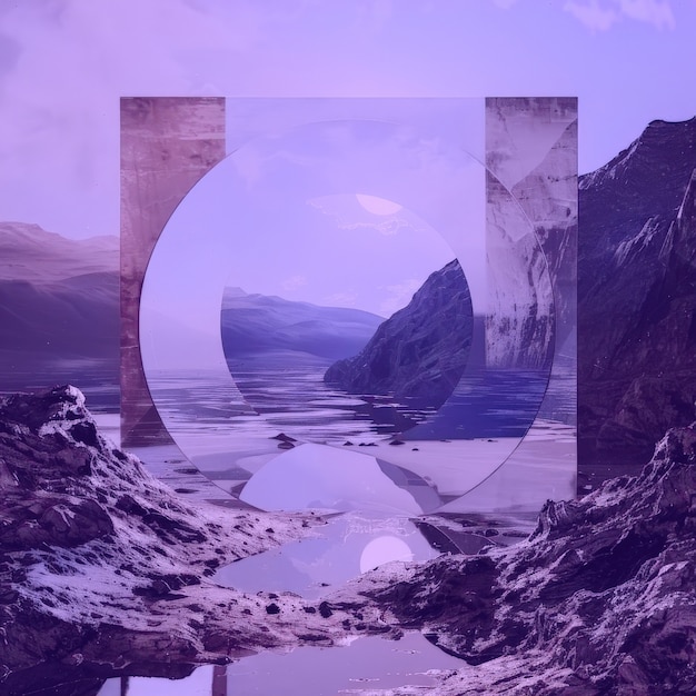 抽象的幻想風景與年度紫色調的顏色