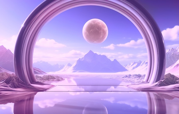 Abstract fantasy landscape with color of the year purple tones