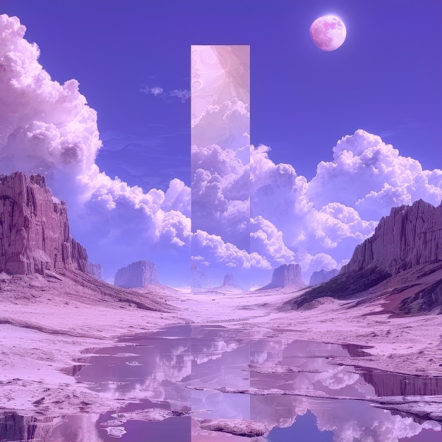 抽象的なファンタジー風景 紫色の年の色