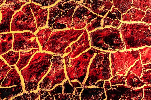 Абстрактный огненный фон магмы и лавы на поверхности земной коры