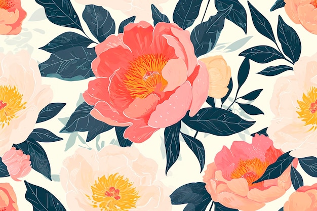 추상 꽃 예술 배경 템플릿 식물 수채화 새싹의 벡터 꽃 그림은 결혼식 초대 인사말 카드 또는 포스터에 대한 파스텔 톤 프레임 원활한 패턴 모란을 남깁니다.