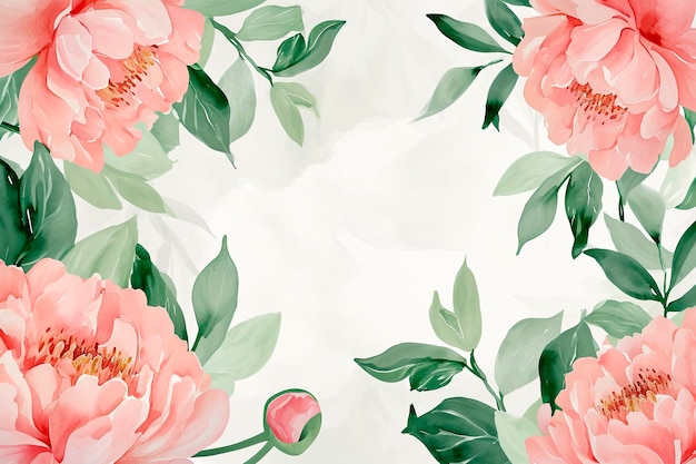 Free photo abstract floral art background template botanical watercolor vector floral illustrations of buds leaves pastel tonesframe seamless pattern peony for wedding invitation greeting card or poster