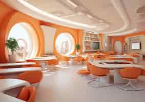 Free photo abstract futuristic school classroom