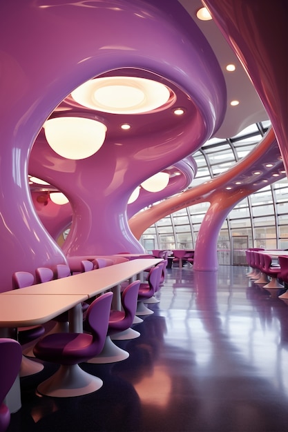 Abstract futuristic school classroom