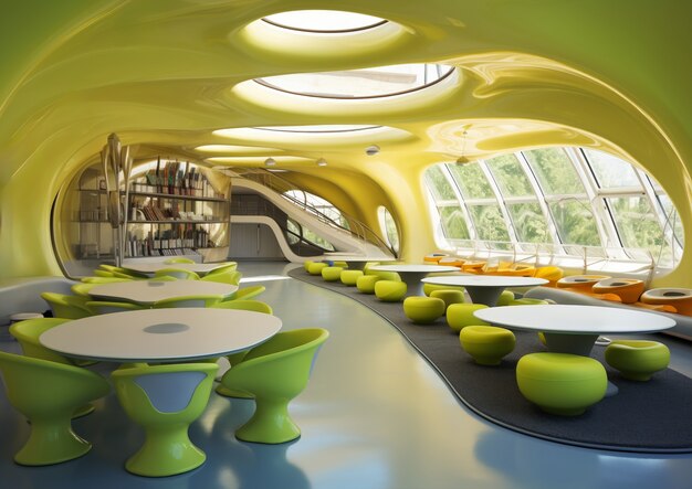 抽象的な未来的な学校の教室
