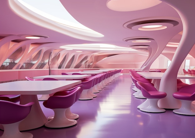 Abstract futuristic school classroom