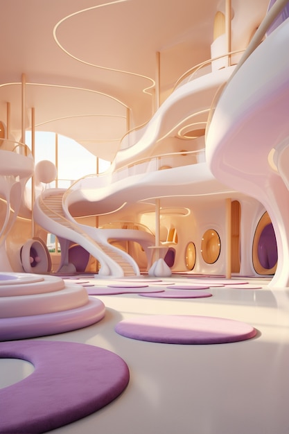 Abstract futuristic school classroom