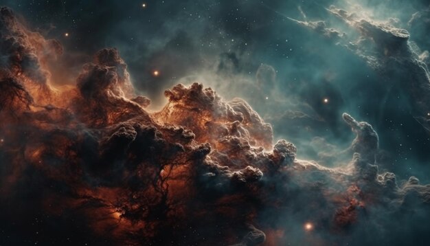 AI によって生成された深宇宙のスターフィールドで輝く抽象的な銀河の風景