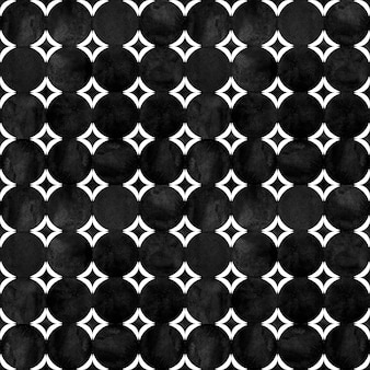 抽象的​な​幾何学的​な​シームレス​パターン​。​シンプルな​形​と​図​の​黒​と​白​の​ミニマリストモノクロ​水彩​アート​ワーク​。​水彩​の​円​の​形​を​した​テクスチャ​。​テキスタイル​、​壁紙​、​ラッピング用​に​印刷