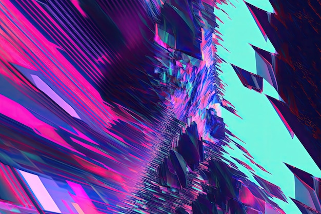 Abstract glitch noise texture Purple and blue background Fractal graphics