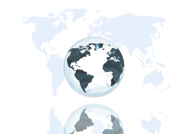 Абстрактный земной шар на фоне карты мира