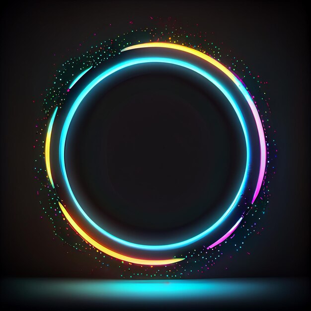 Abstract glowing circles illuminate dark nightclub walls generative AI