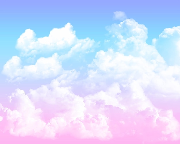 Abstract gradient sky background with cotton candy clouds