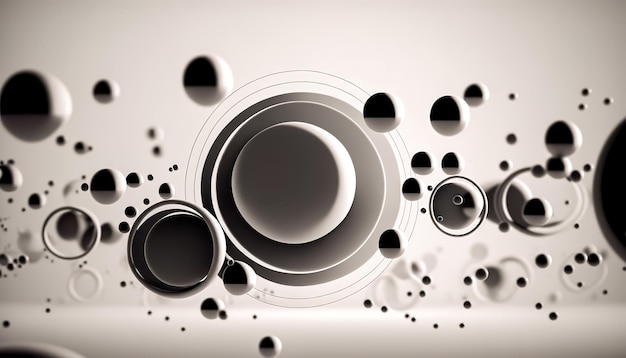 Abstract gray background with volumetric balls generative Al