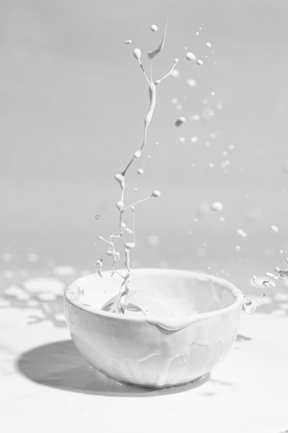 Abstract image with cup and white paint