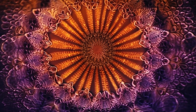 Бесплатное фото Абстрактный узор калейдоскопа в разноцветной фрактальной форме, сгенерированный ии