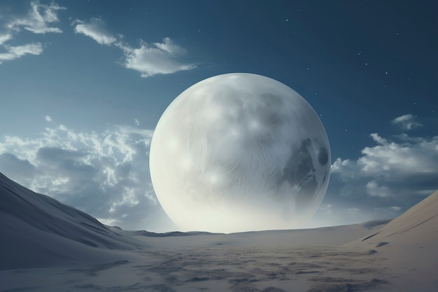 Paesaggio astratto con vista fotorealista della luna