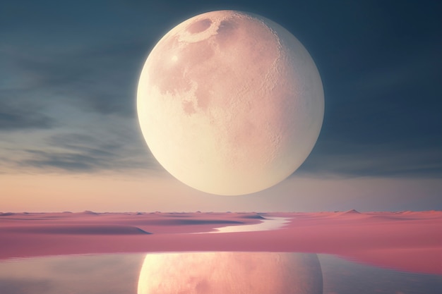 無料写真 月のフォトリアリスティックな景色の抽象的な風景