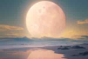 Бесплатное фото Абстрактный пейзаж с фотореалистическим взглядом на луну