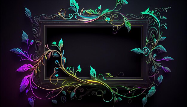 Abstract leaf illustration frame design on wallpaper generative AI