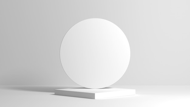 Abstract light white square podium with round back composition