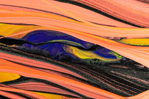 抽象的な液体大理石オレンジ色の背景DIY実験アート