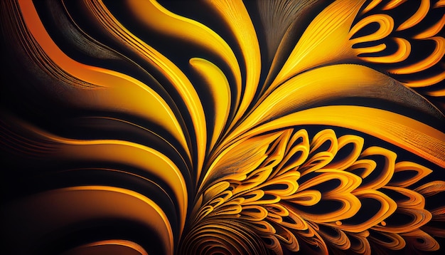 Abstract luxury design with shiny gold curves generative AI