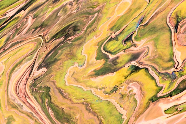 抽象的な大理石の渦巻き模様の緑の背景DIY実験アート